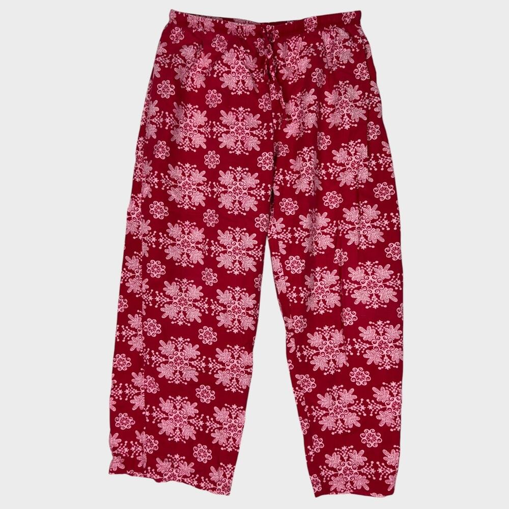 Tommy Hilfiger Womens Medium Red White Snowflake Flannel Lounge Pants